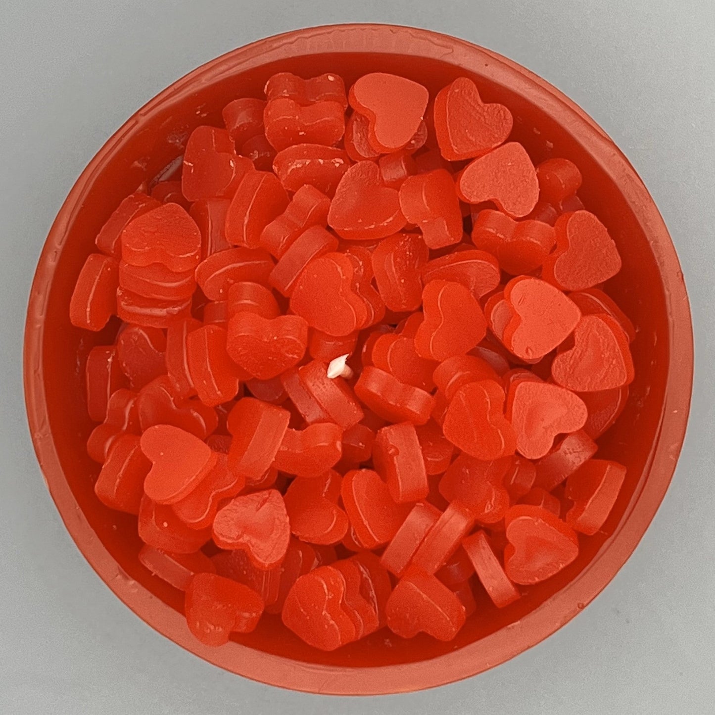 Würfelwachsschale 12 cm, Motiv Herz rot