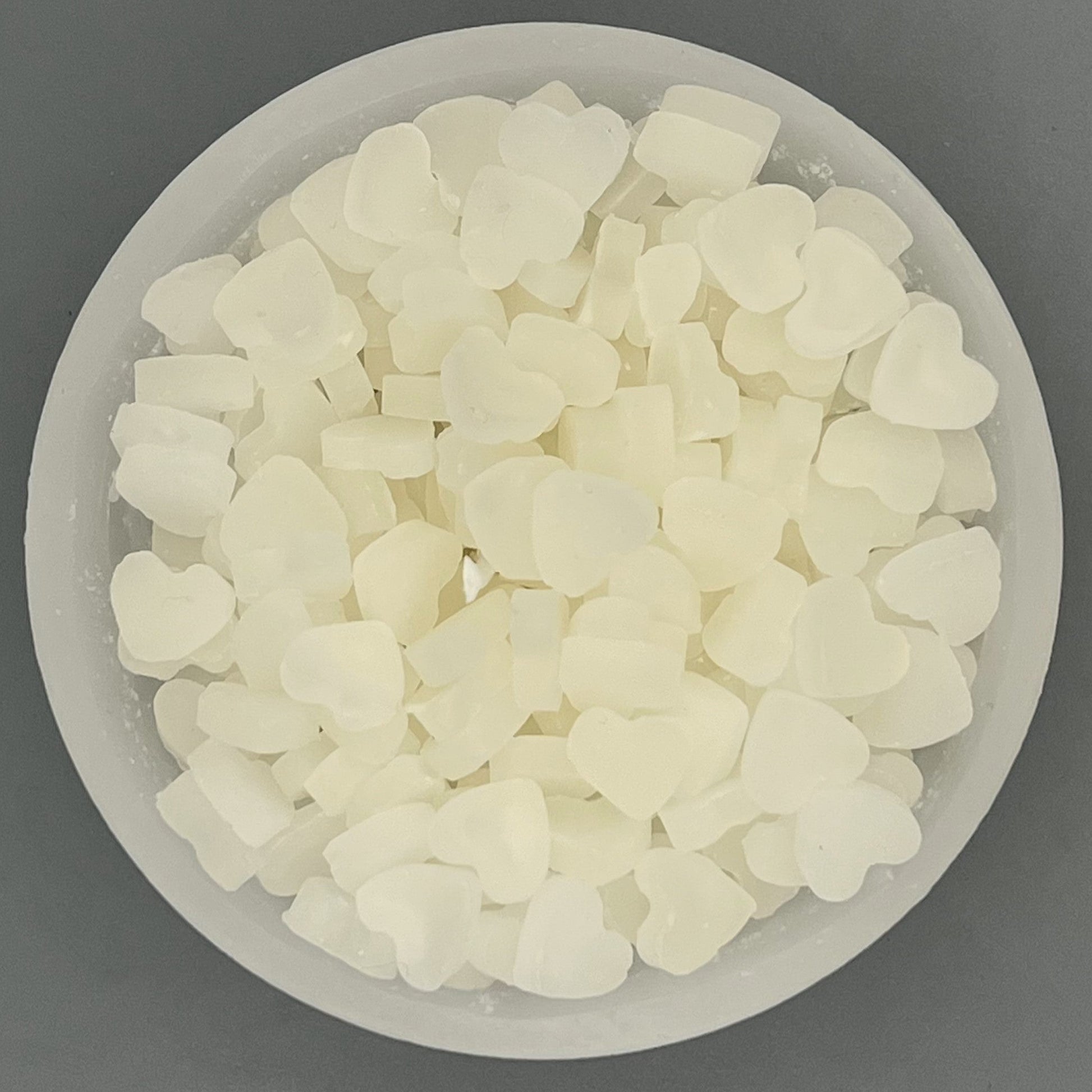 Würfelwachsschale 12 cm, Motiv Herz weiß