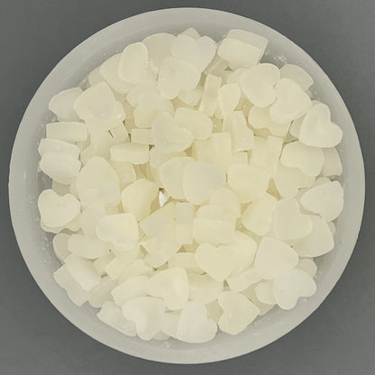 Würfelwachsschale 12 cm, Motiv Herz weiß
