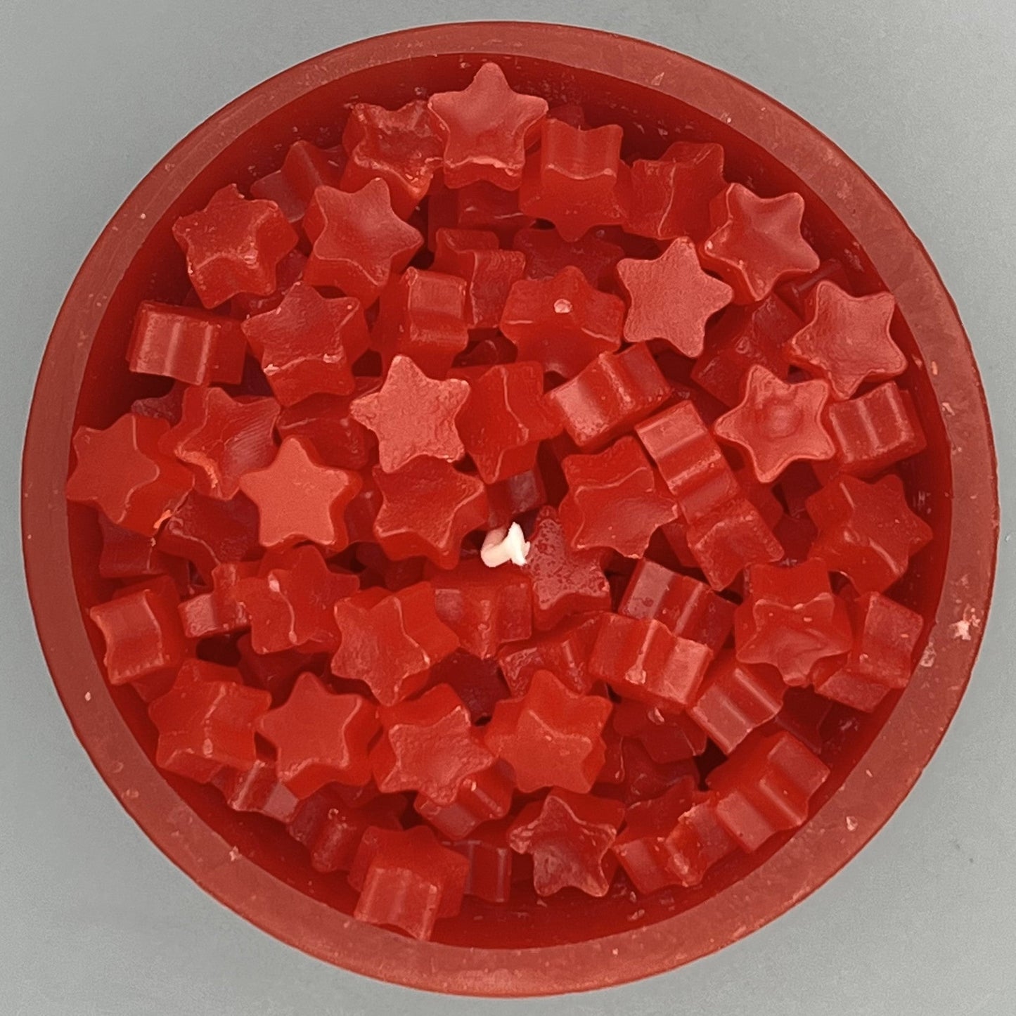 Würfelwachsschale 12 cm, Motiv Stern rot