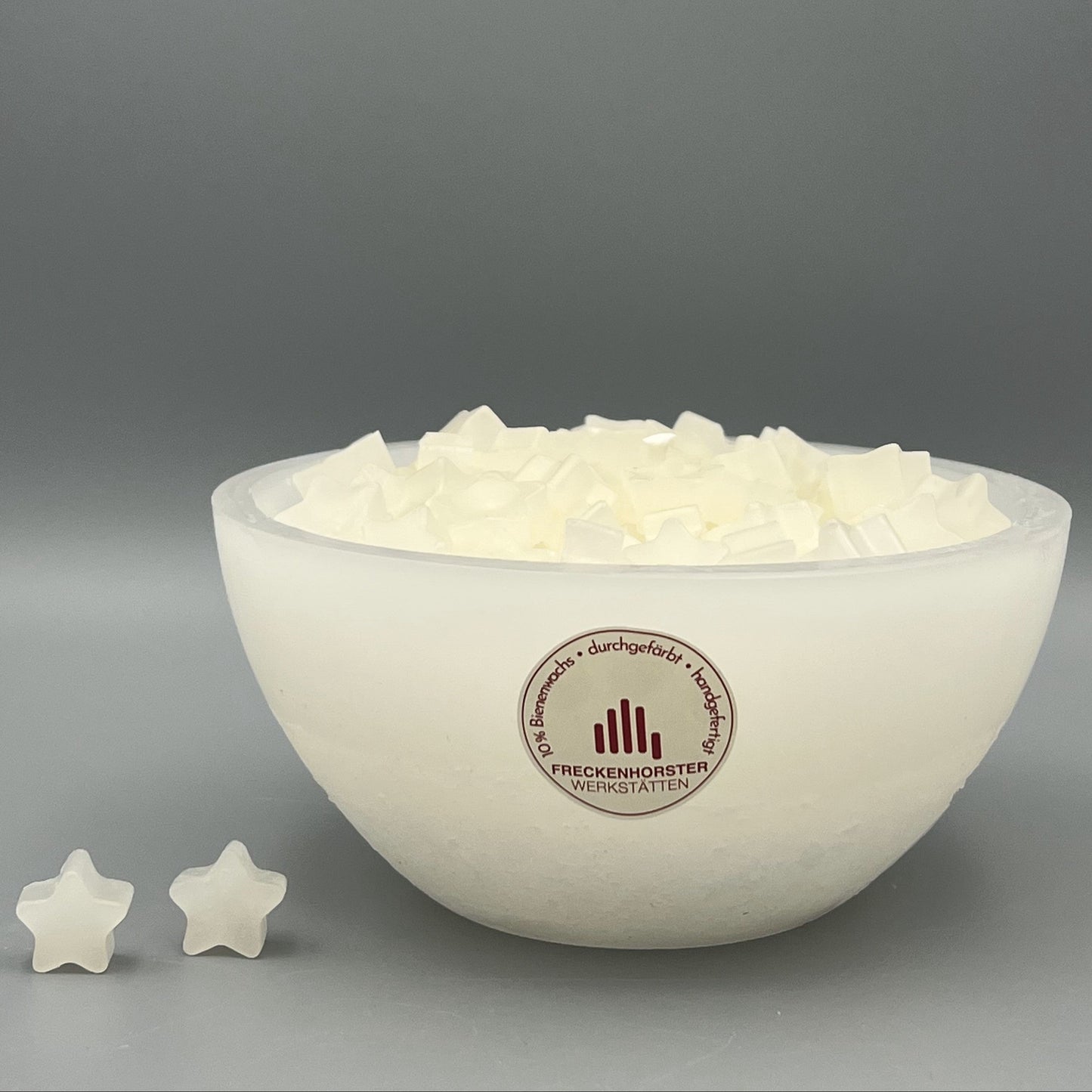Würfelwachsschale 12 cm, Motiv Stern weiß