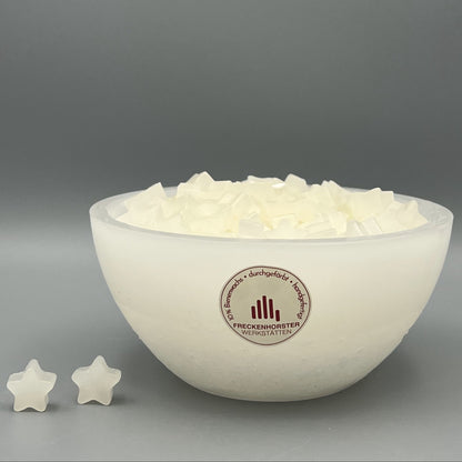 Würfelwachsschale 12 cm, Motiv Stern weiß