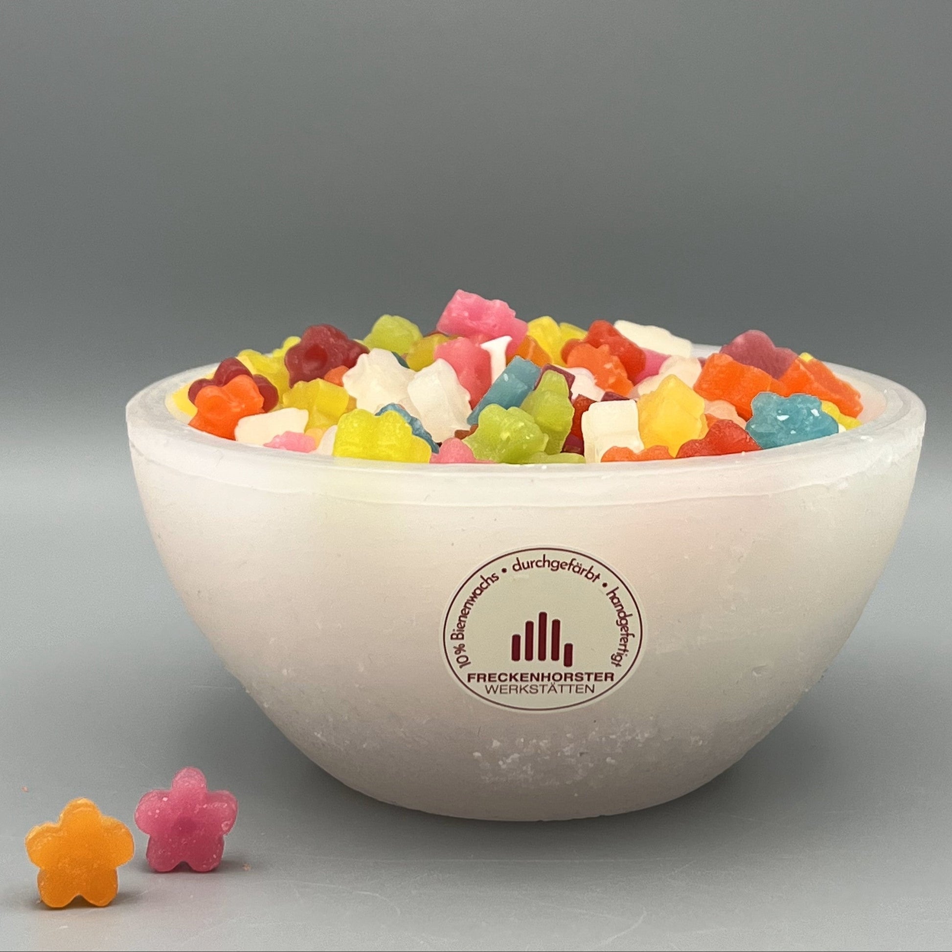 Würfelwachsschale 12 cm, Motiv Blüte