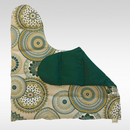 Körnerkissen Rücken/Schultern Muster Kreise, Rückseite grün