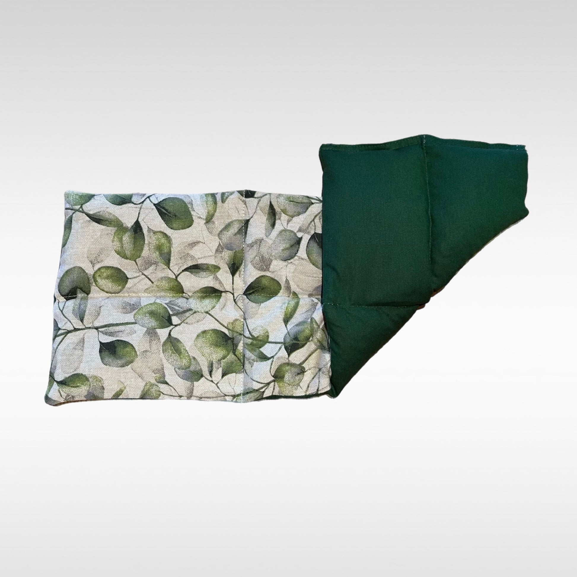 Körnerkissen 6 Kammer Muster Eukalyptus, Rückseite grün