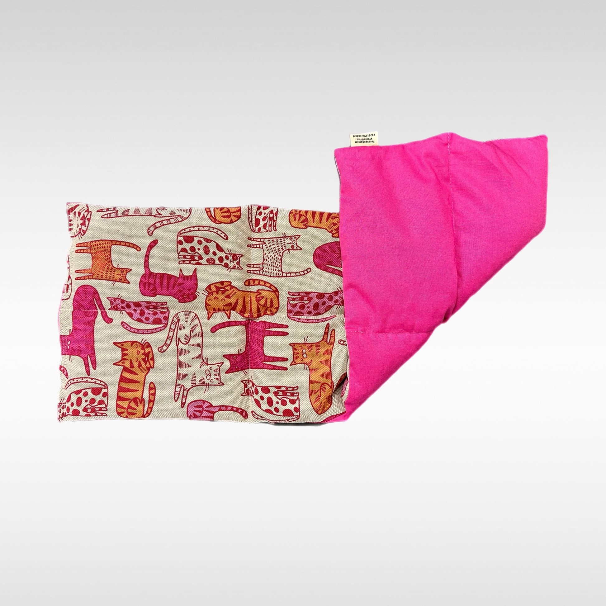 Körnerkissen 6 Kammer Muster Katze, Rückseite pink