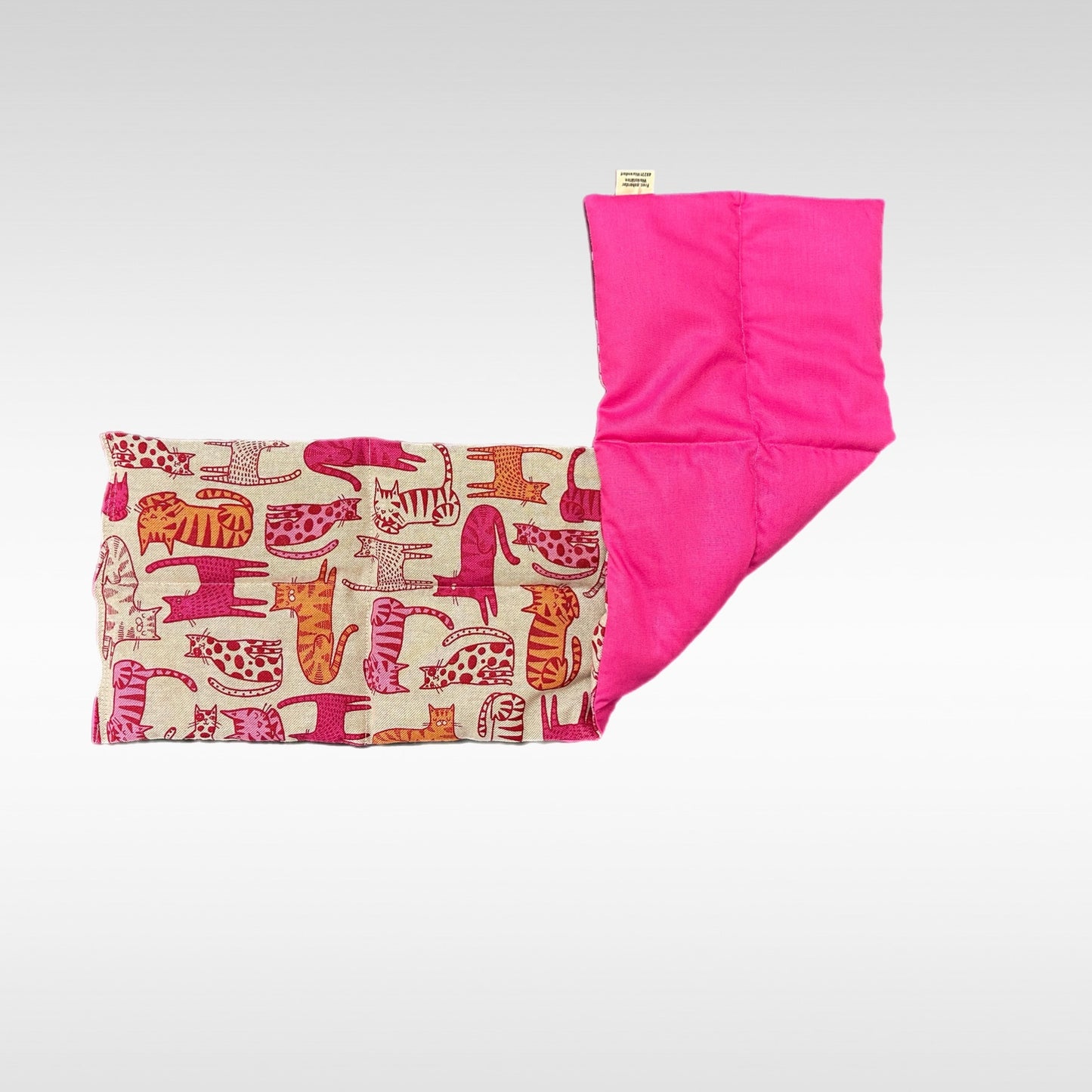 Körnerkissen 8 Kammer Muster Katze, Rückseite pink