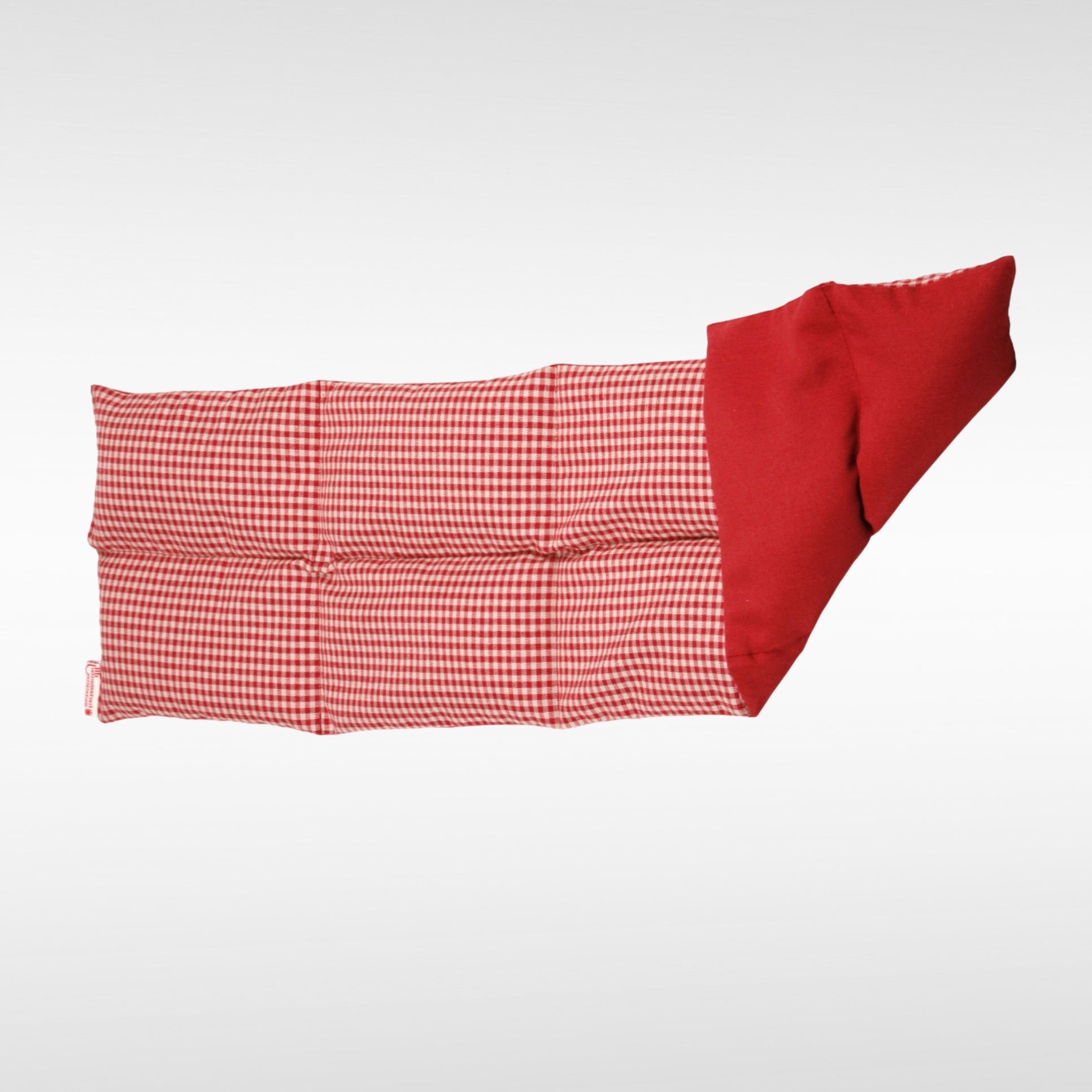 Körnerkissen 8 Kammer, Muster rot-kariert, Rückseite rot