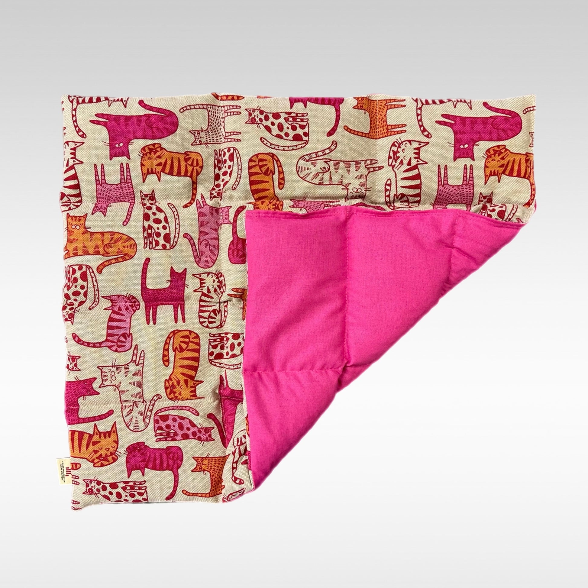 Körnerkissen 12 Kammer Muster Katze, Rückseite pink