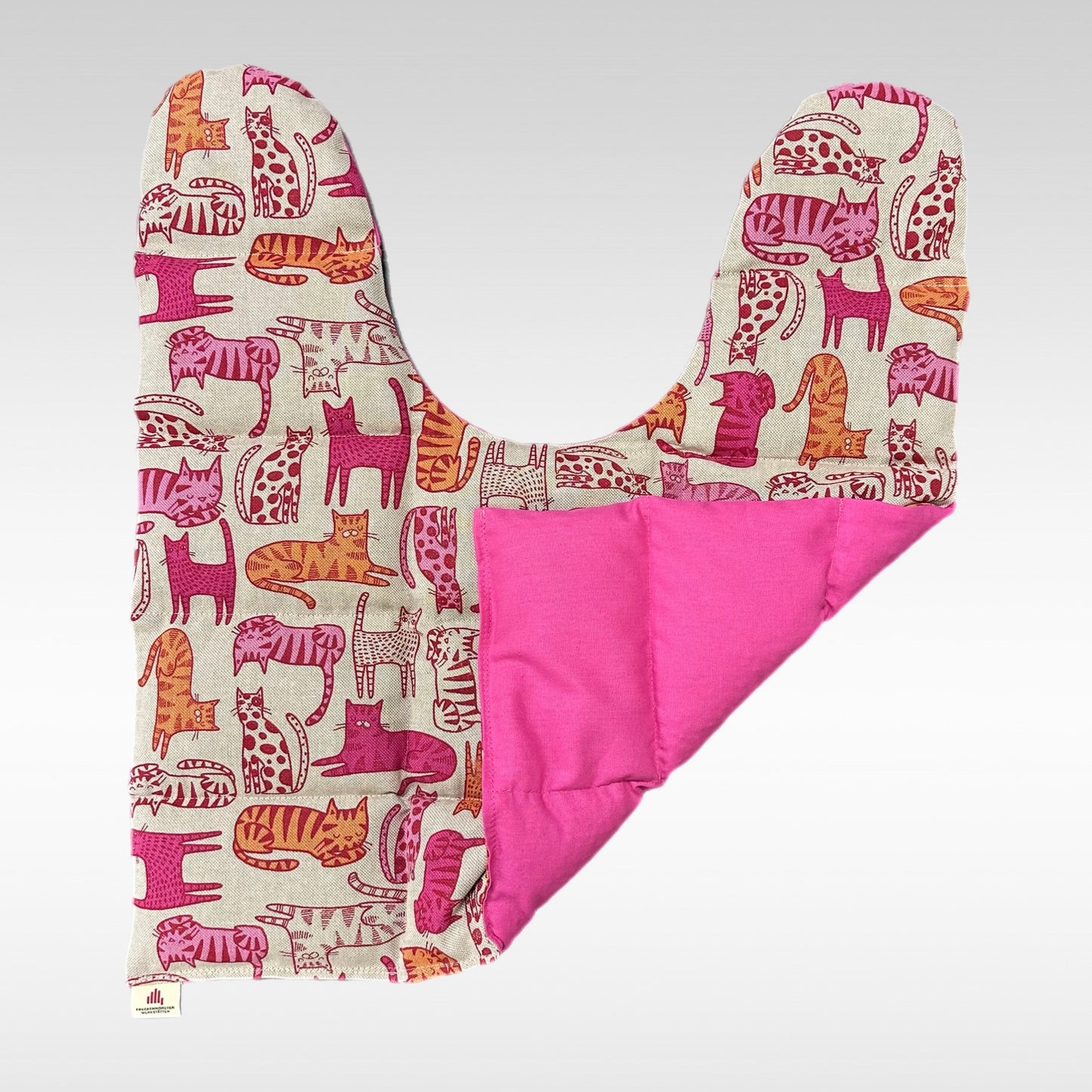 Körnerkissen Rücken/Schultern Muster Katze, Rückseite pink
