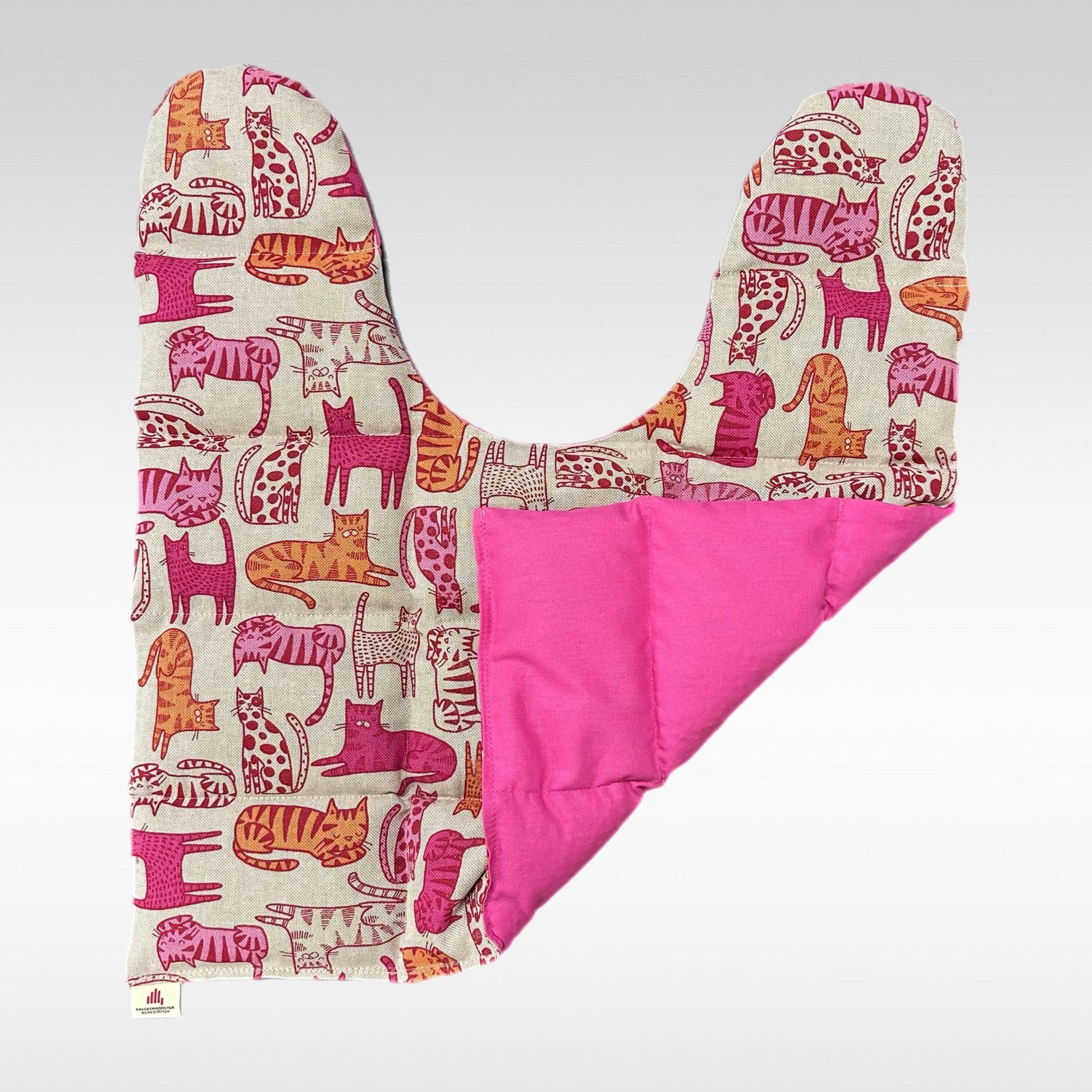 Körnerkissen Rücken/Schultern Muster Katze, Rückseite pink