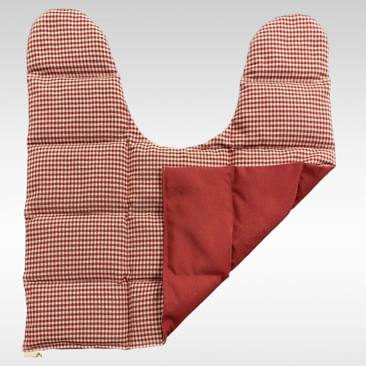 Körnerkissen Rücken/Schultern Muster rot-kariert, Rückseite rot