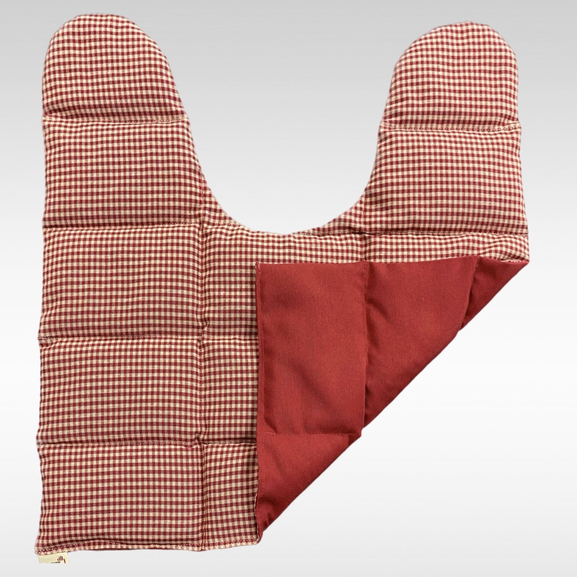 Körnerkissen Rücken/Schultern Muster rot-kariert, Rückseite rot