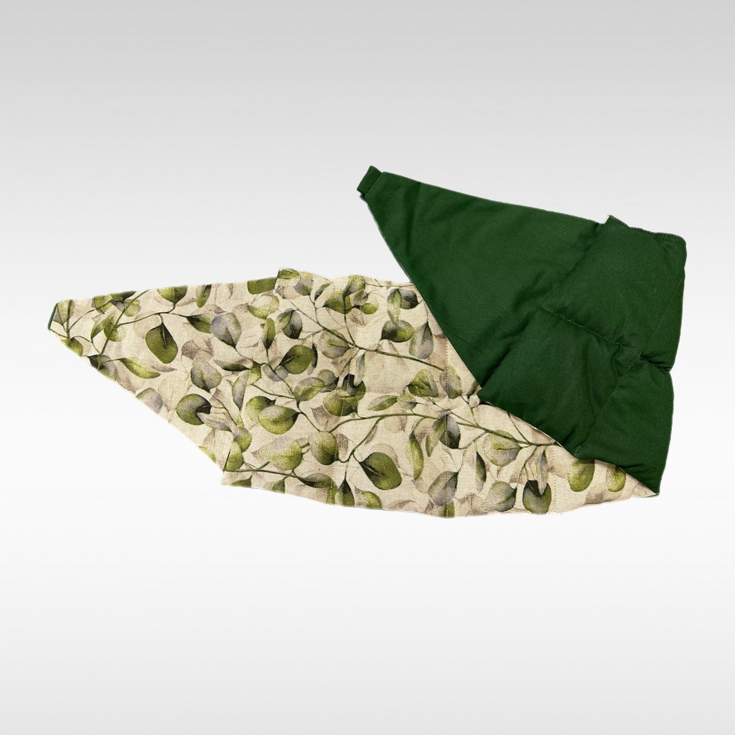 Körnerkissen zum Binden Muster Eukalyptus, Rückseite grün