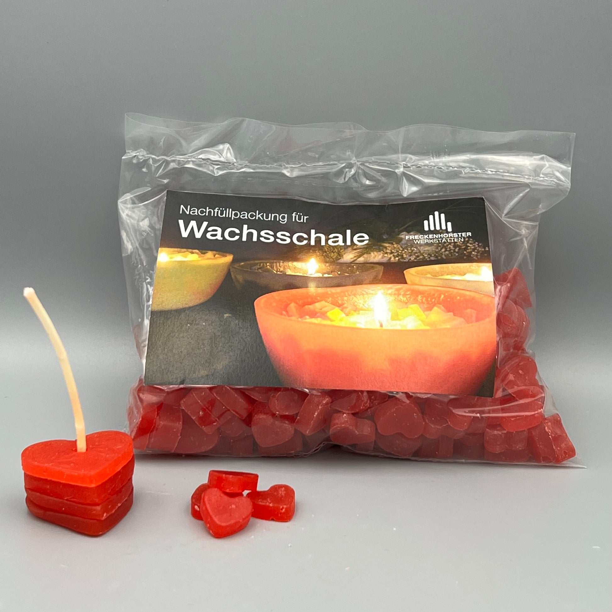 Nachfüllbeutel für Würfelwachsschale 12 cm, Motiv Herz rot