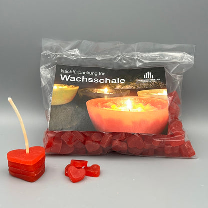 Nachfüllbeutel für Würfelwachsschale 12 cm, Motiv Herz rot