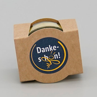 Verpacktes Teelicht mit Aufschrift Dankeschön