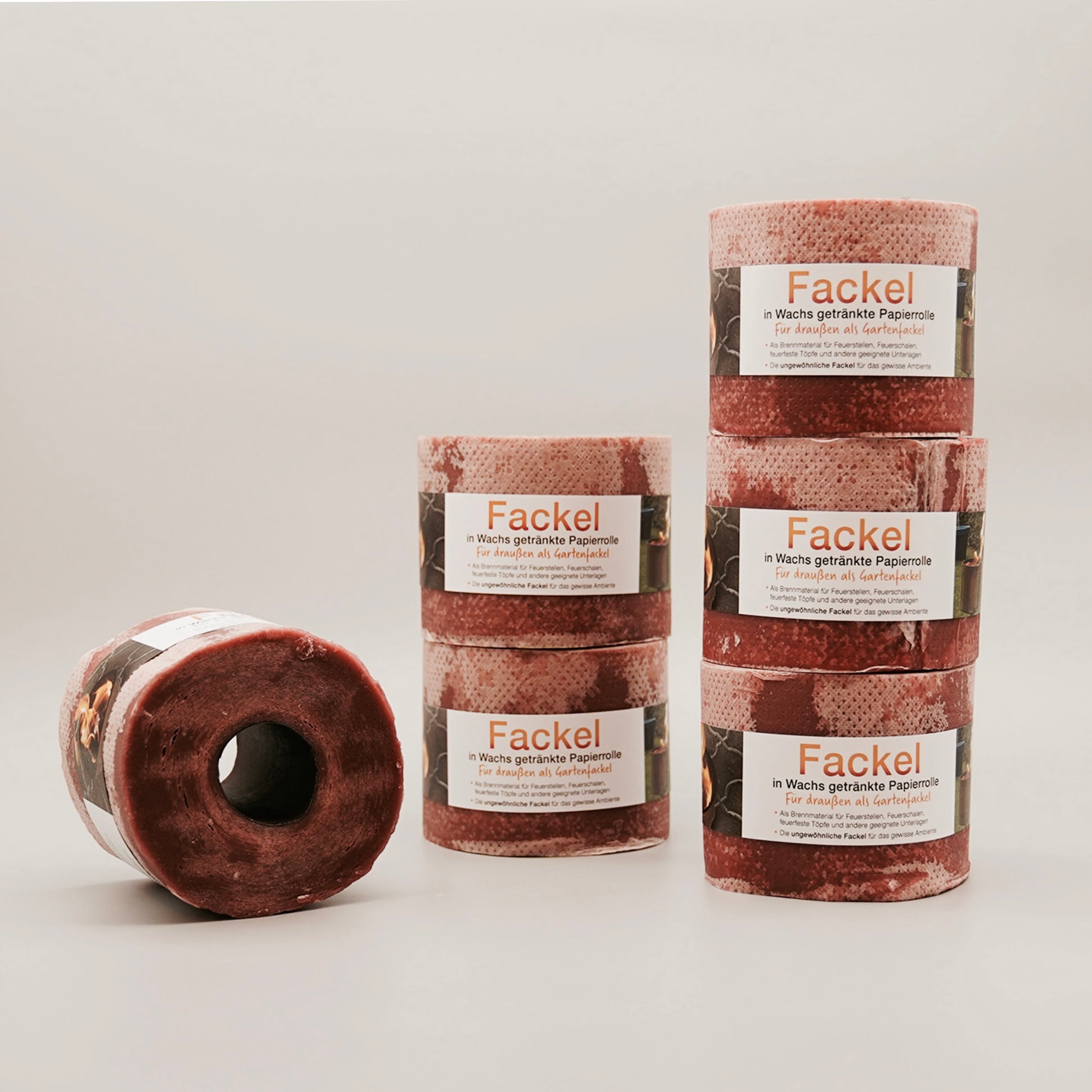 Fackel aus in Wachs getränkter Toilettenpapierrolle 6 Stück