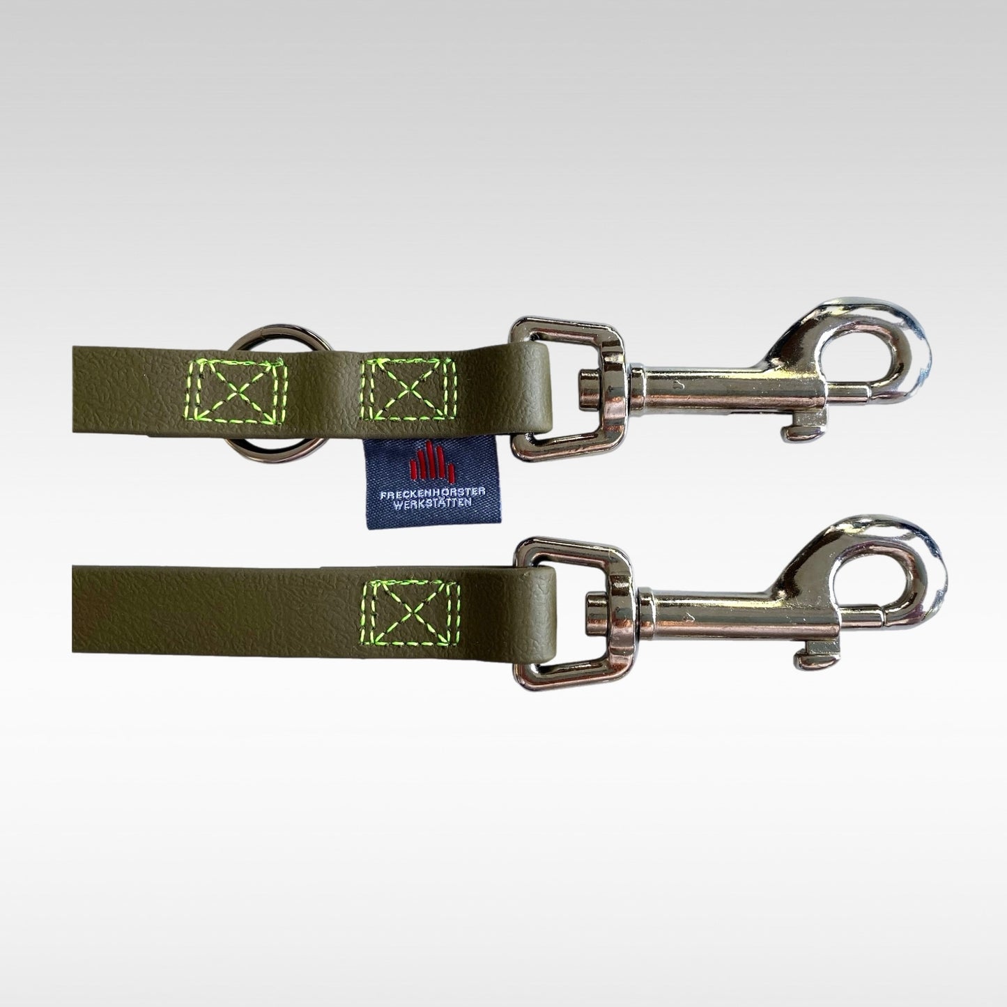 BioThane Leine verstellbar 16mm oliv mit gelber Naht