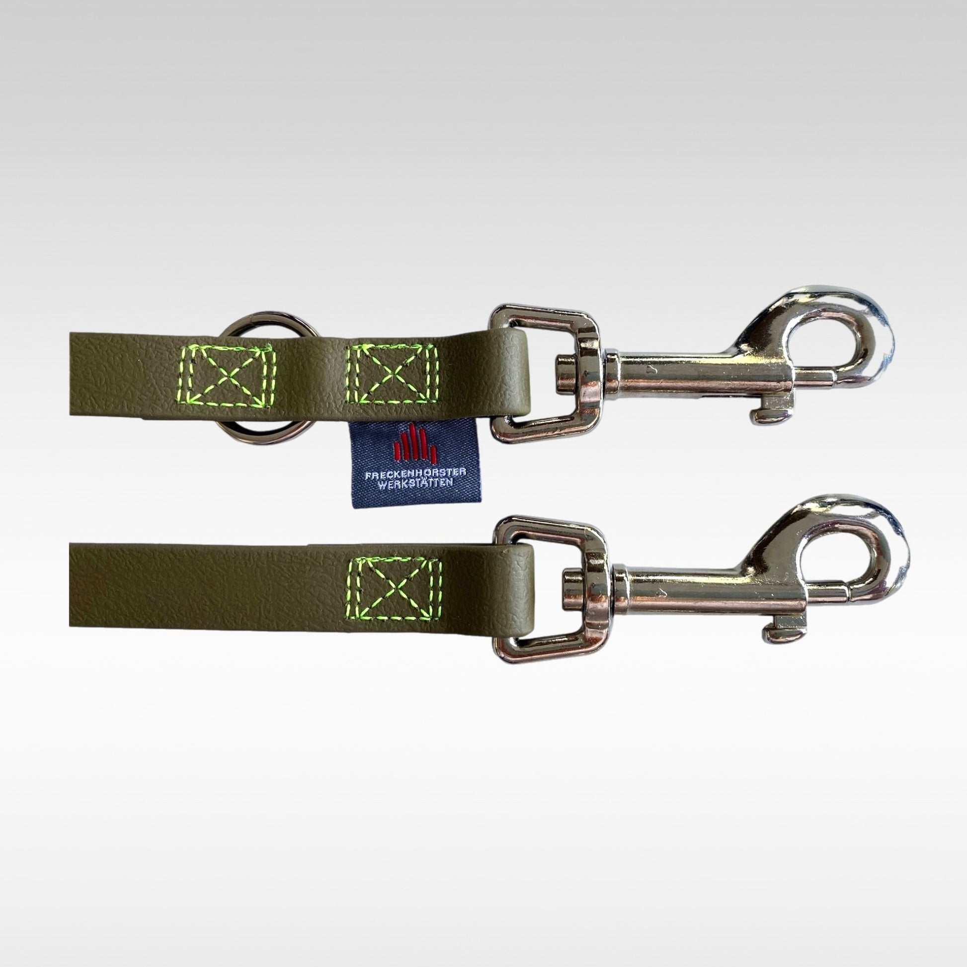 BioThane Leine verstellbar 16mm oliv mit gelber Naht