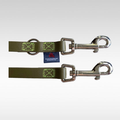 BioThane Leine verstellbar 16mm oliv mit gelber Naht