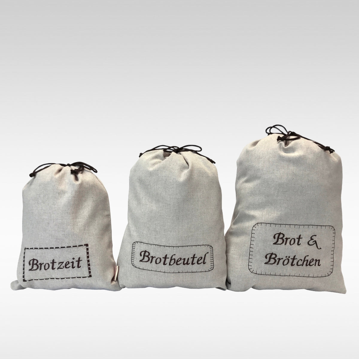 3 Brotbeutel unterschiedlicher Größen