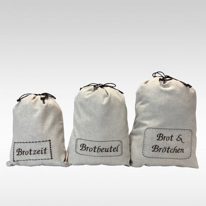 3 Brotbeutel unterschiedlicher Größen