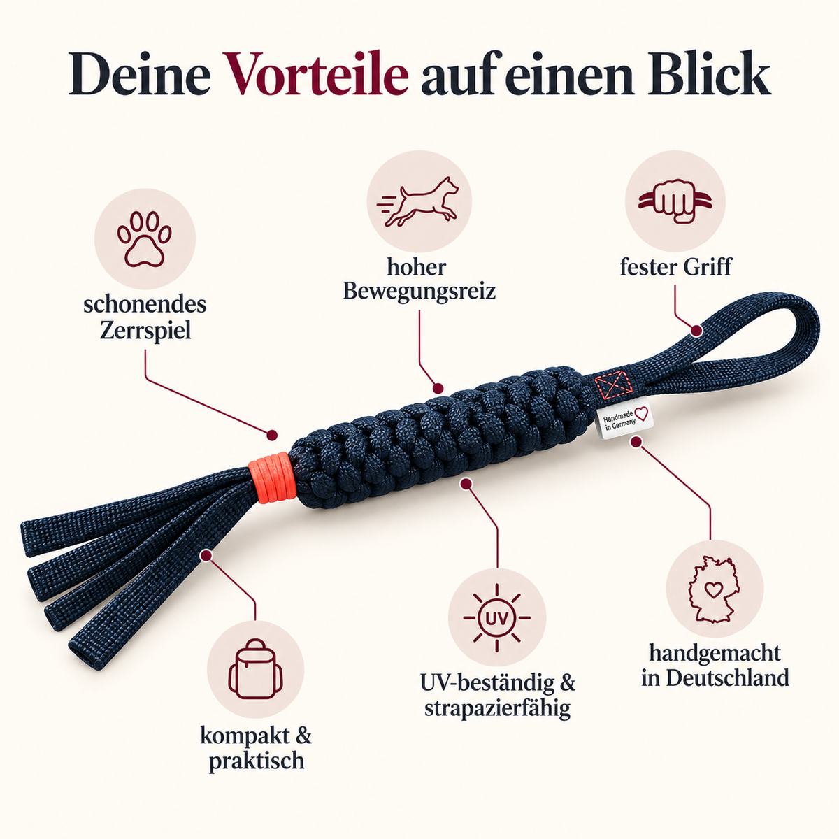Knotenzergel als Hundespielzeug | Zerrspielzeug | Apportierspielzeug