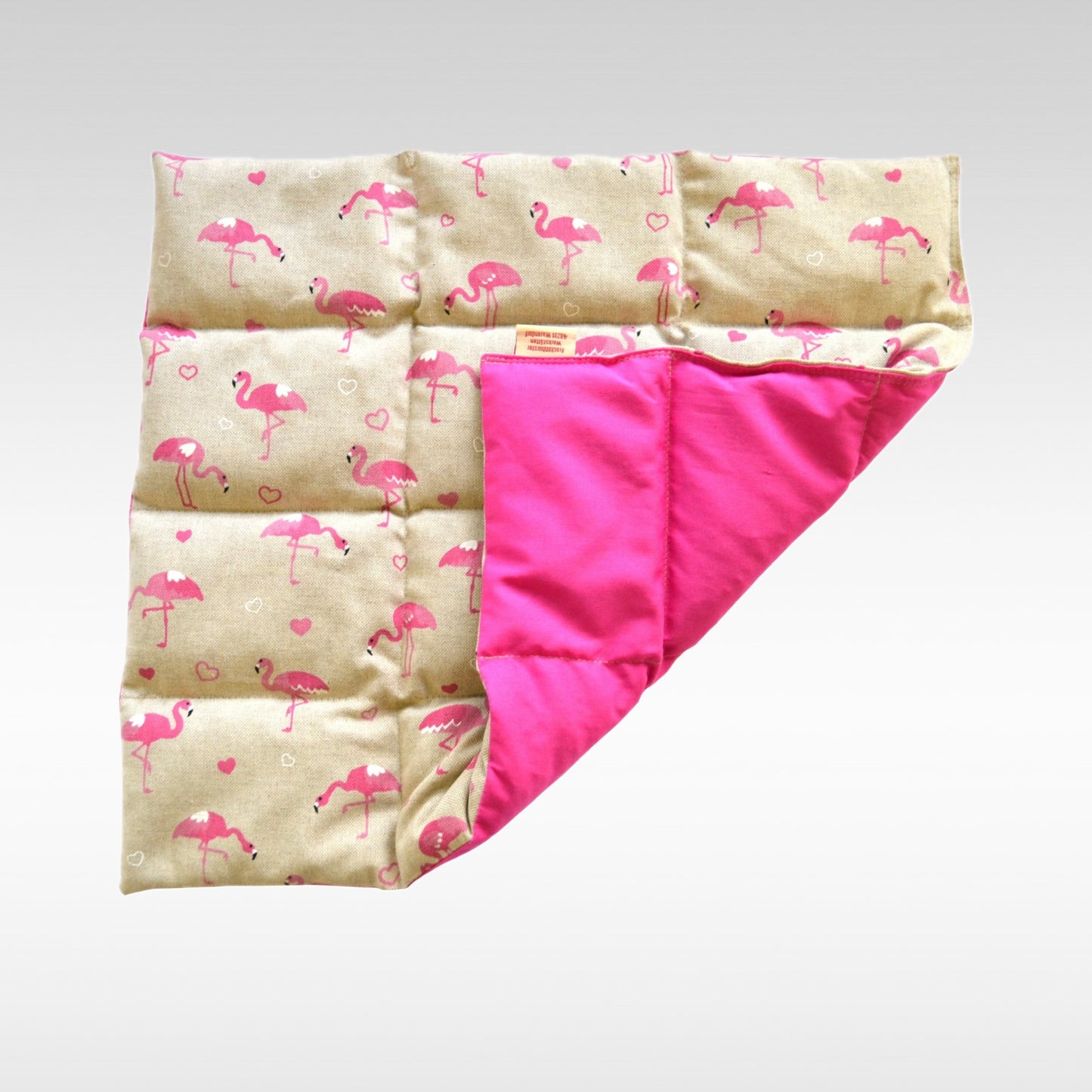 Körnerkissen mit 12 Kammern in beige-pink mit Flamingos