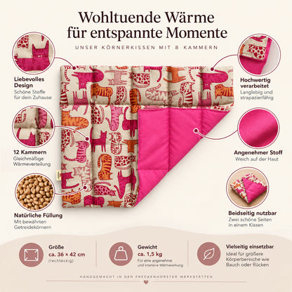 Körnerkissen 12 Kammern (36x42cm) für Bauch oder Rücken optimal | div. Designs