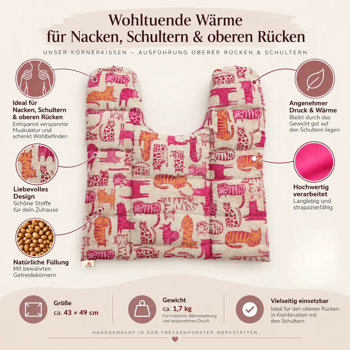 Körnerkissen für oberen Rücken und Schultern (43x49cm) | div. Designs