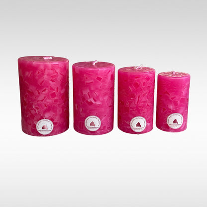 Würfelwachskerzen Übersicht pink