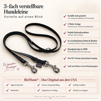 BioThane® verstellbare Führleine | Hundeleine | 2m | genäht